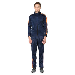 Navy Blue Solid Polyester Tracksuit