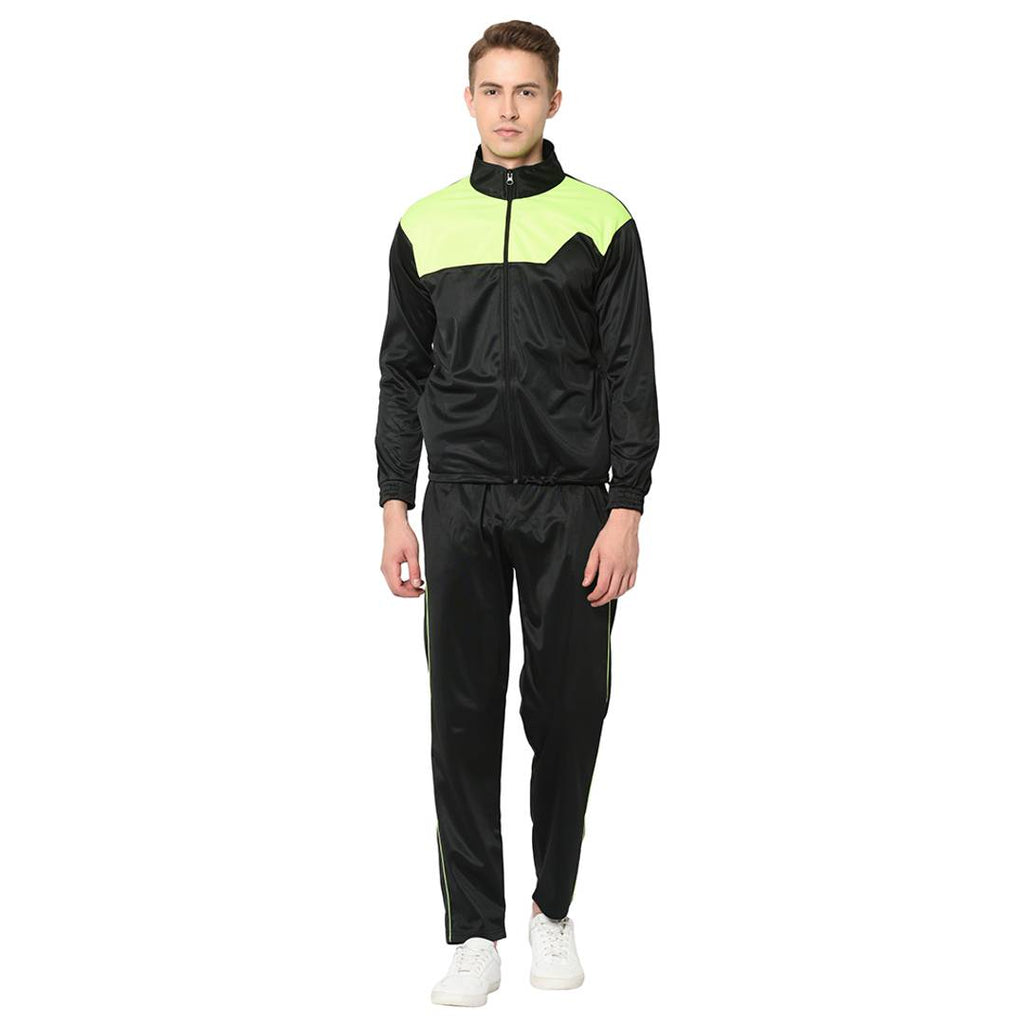 Black Solid Polyester Tracksuit