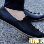 Men's Black Synthetic Leather Solid Casual Shoes