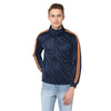 Men's Navy Blue Self Pattern Polyester Track Jacket