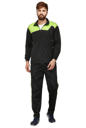 Men's Black Colourblocked Polyester Track Jacket