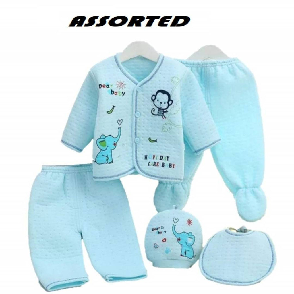 ASSORTED High quality 100% cotton 5 Pc Infant Set (COLOR & PRINT MAY VARY)