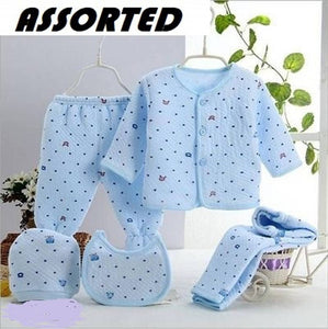 ASSORTED High quality 100% cotton 5 Pc Infant Set (COLOR & PRINT MAY VARY)