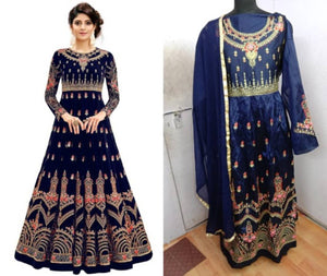 Stylish Malbari Silk Embroidered Gown With Dupatta