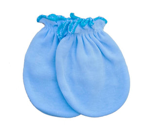 Baby Unisex Mitten Cotton Cap and Booty Set (Blue) - Pack of 1