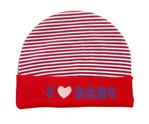 Baby Unisex Mitten Cotton Cap and Booty Set (Red) - Pack of 1