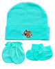 Baby Unisex Mitten Cotton Cap and Booty Set (Green) - Pack of 1