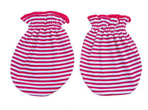 Baby Unisex Mitten Cotton Cap and Booty Set (Red) - Pack of 1