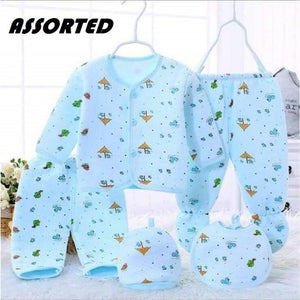 Presents New Born Baby Winter Wear Keep warm Cartoon Printing Baby Clothes 5Pcs Sets Cotton Baby Boys Girls Unisex Baby Fleece / Falalen Suit Infant Clothes First Gift For New Baby