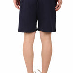 Navy Blue Cotton Solid Regular Shorts