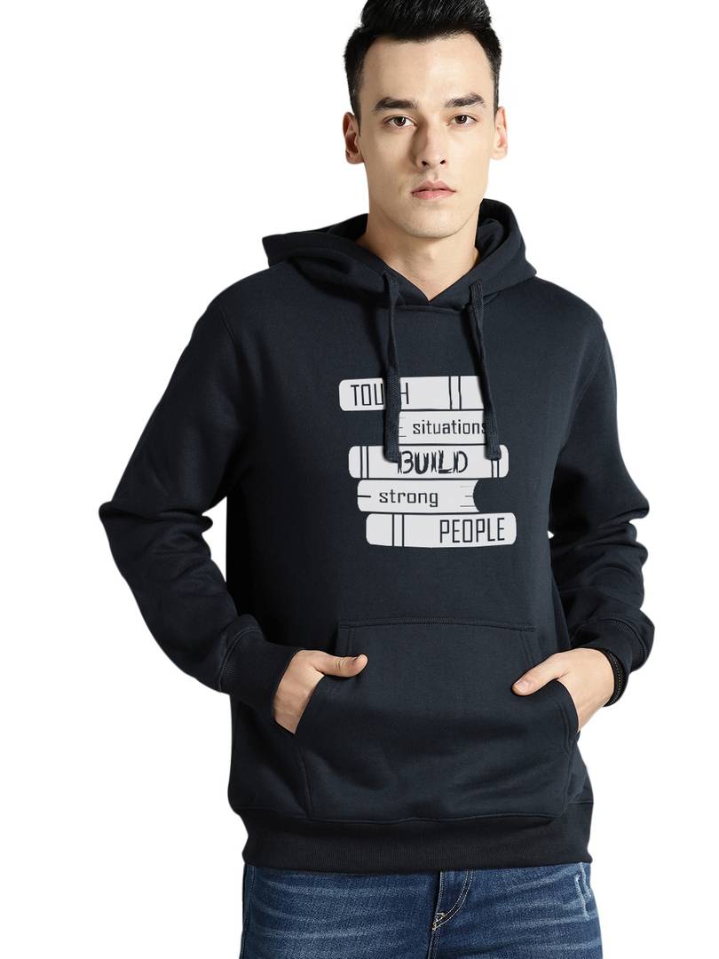 Full Sleeve BUILD Print Hooded Sweatshirt For Mens