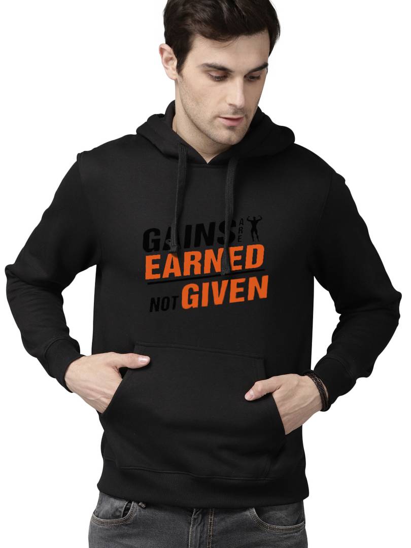Full Sleeve GAIN Print Hooded Sweatshirt For Mens