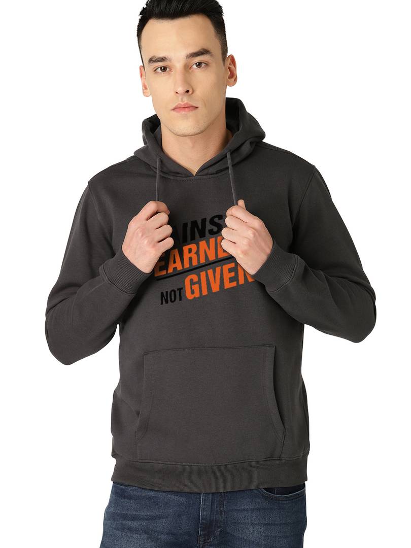 Full Sleeve GAIN Print Hooded Sweatshirt For Mens