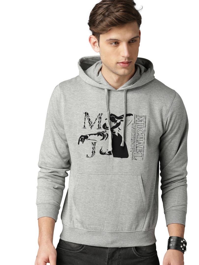 Full Sleeve MIchael Jackson Print Hooded Sweatshirt For Mens