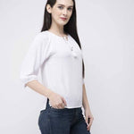 Stylish Rayon Crepe Solid White Top For Women