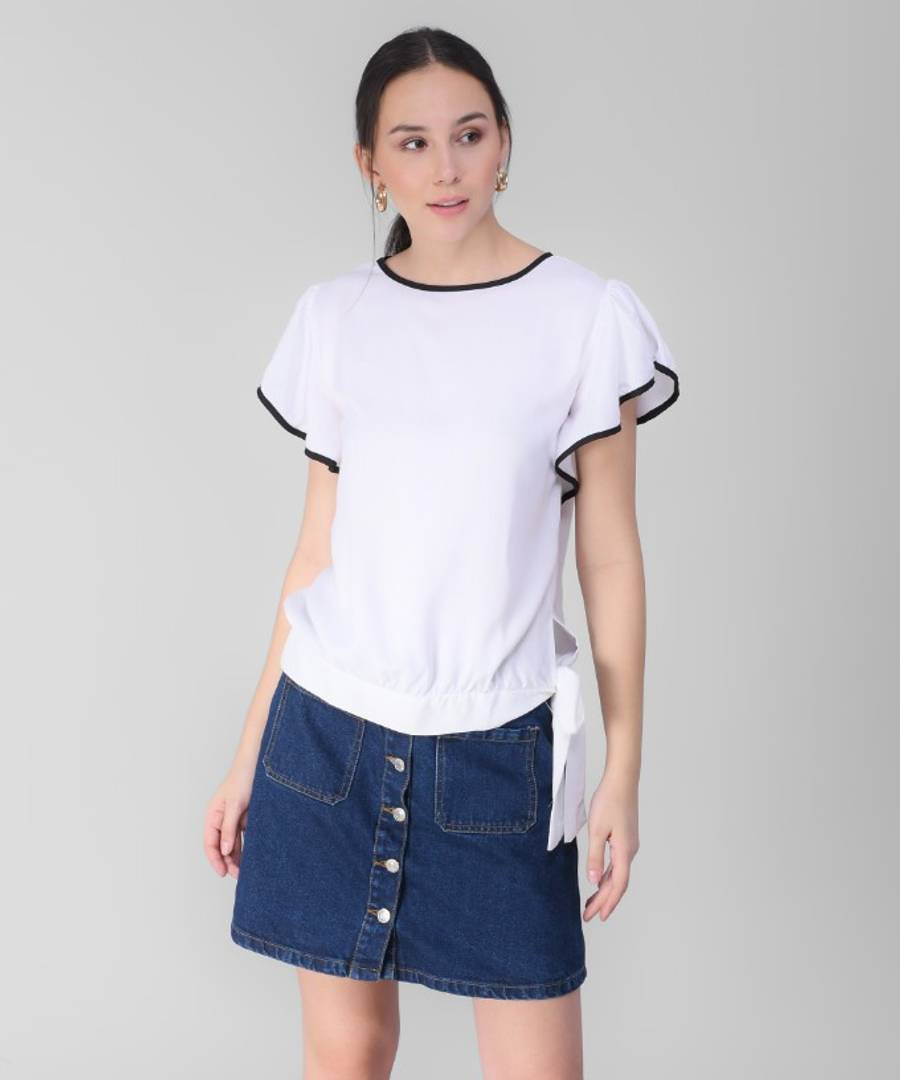 Women's White Frill Top