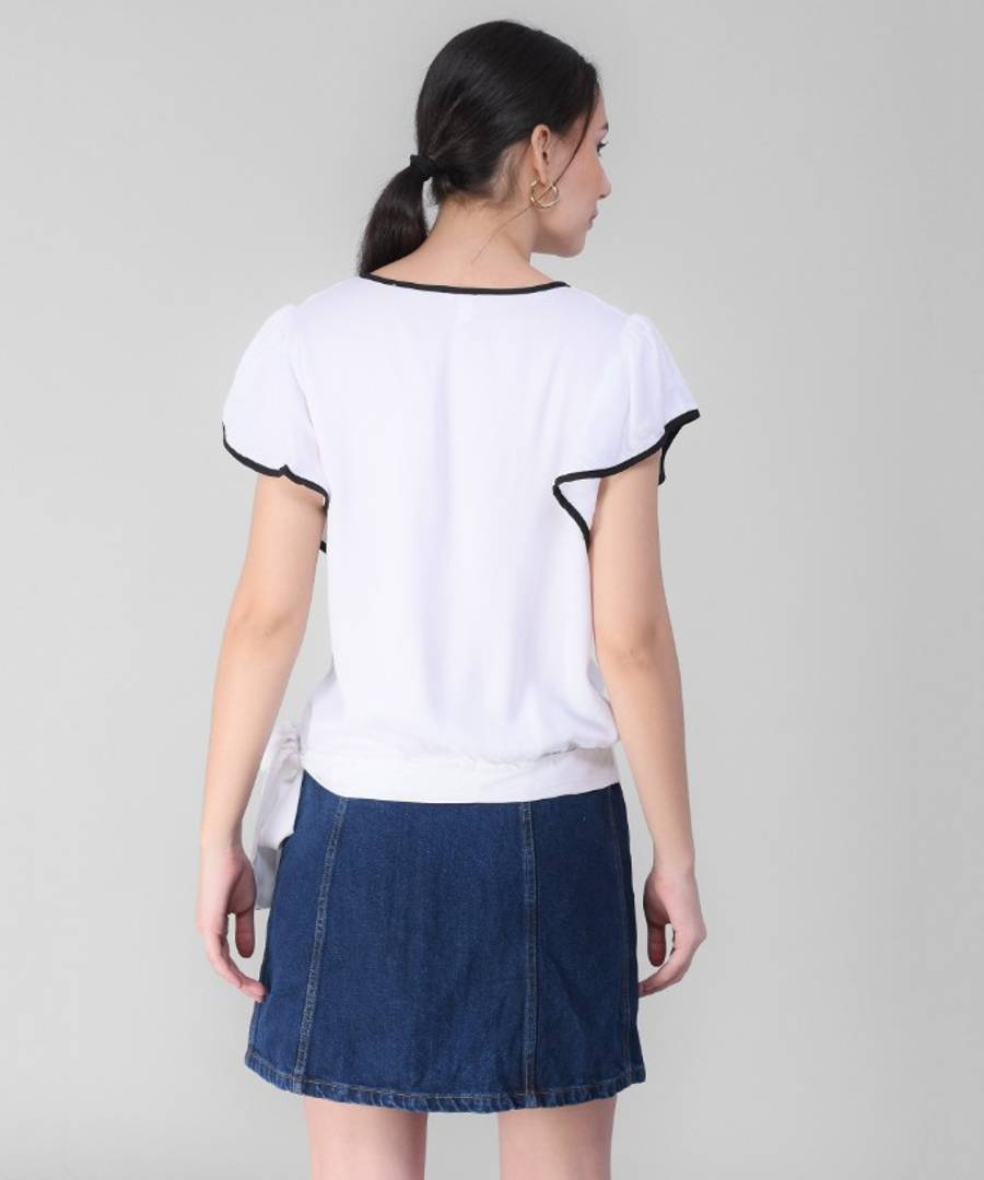 Women's White Frill Top