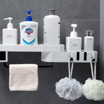 Plastic Bathroom Toiletry Holder Bathroom Shelf Without Drill & Nail,Easy Installing - (White)