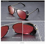 Iron Man 3 Tony Stark Inspired Branded Aviator Steampunk Retro Vintage Fashion Sunglasses For Men & Women (Black-Red)