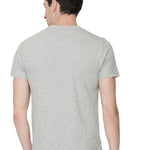 Grey Printed Cotton Round Neck T-Shirt
