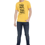 Yellow Printed Cotton Round Neck T-Shirt