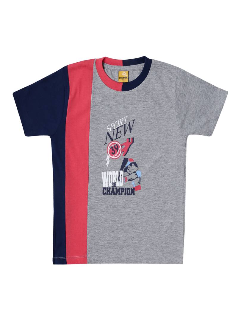 Kids Printed Grey Cotton Tees