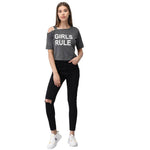 Dark Grey Top With Girls Rule Print
