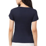 Stylish Blue Cotton Blend Printed T-Shirt For Women