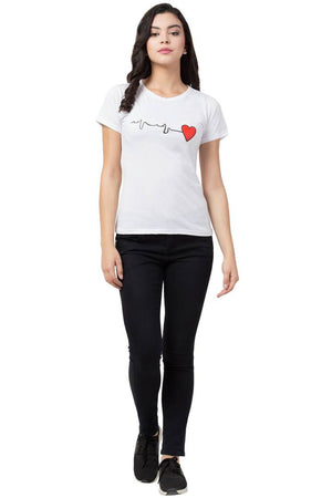 Stylish White Cotton Blend Printed T-Shirt For Women