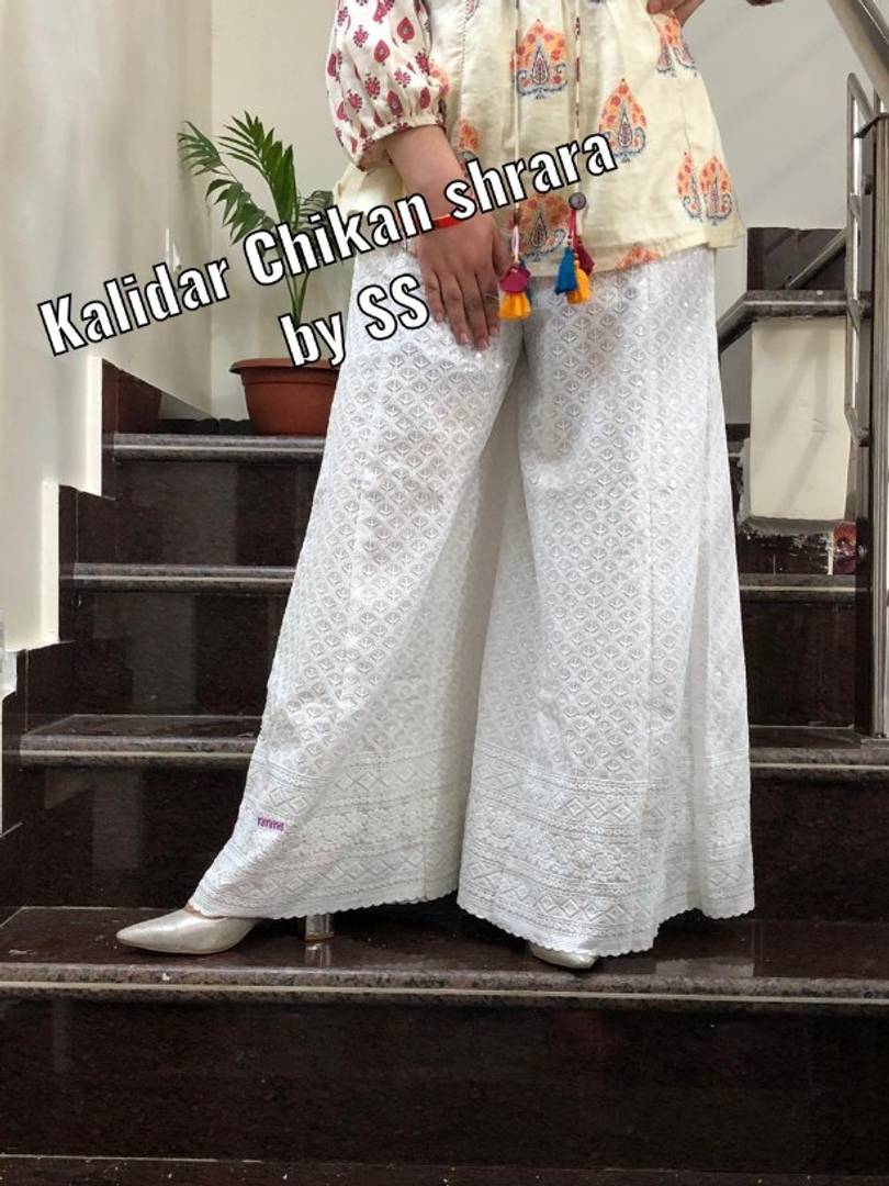 Chikan Work Cotton Kalidar Sharara