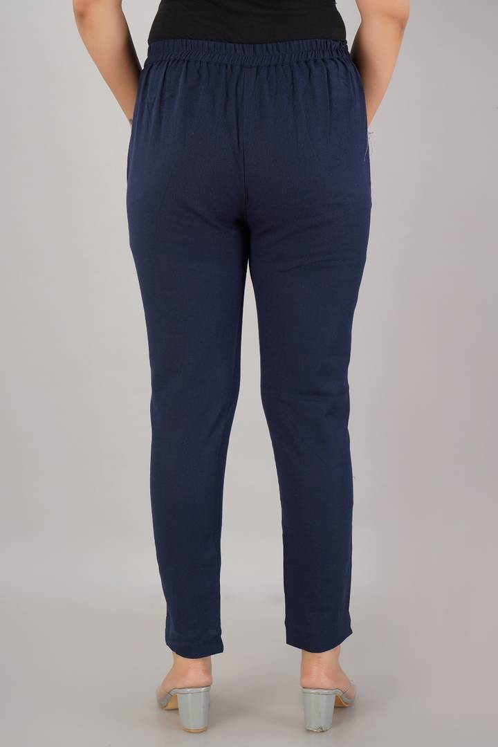 Women Cotton Flex Solid Trouser Pant