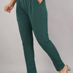 Women Cotton Flex Solid Trouser Pant