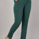 Women Cotton Flex Solid Trouser Pant