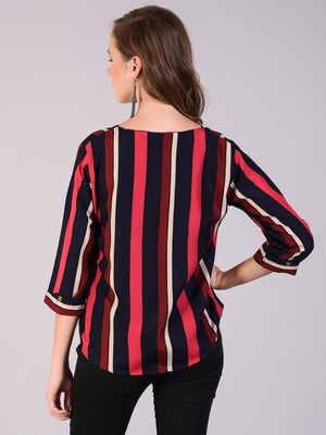 Women's Causal Crepe Stripes Tops