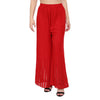 Women's Embroidered Red Rayon Palazzo