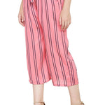 Stylish Rayon Pink Striped Capri For Women