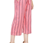 Stylish Rayon Pink Striped Capri For Women