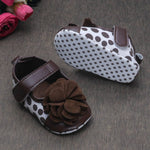 Round Toed Cotton Polka Print Big Corsage Booties-Brown,White