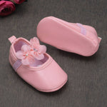 Round Toed PU Leather Pretty Flower Booties-Pink