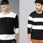 Stylish Cotton Colourblocked Round Neck T-Shirt For Men (Pack Of 2)