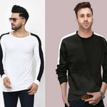 Stylish Cotton Colourblocked Round Neck T-Shirt For Men (Pack Of 2)