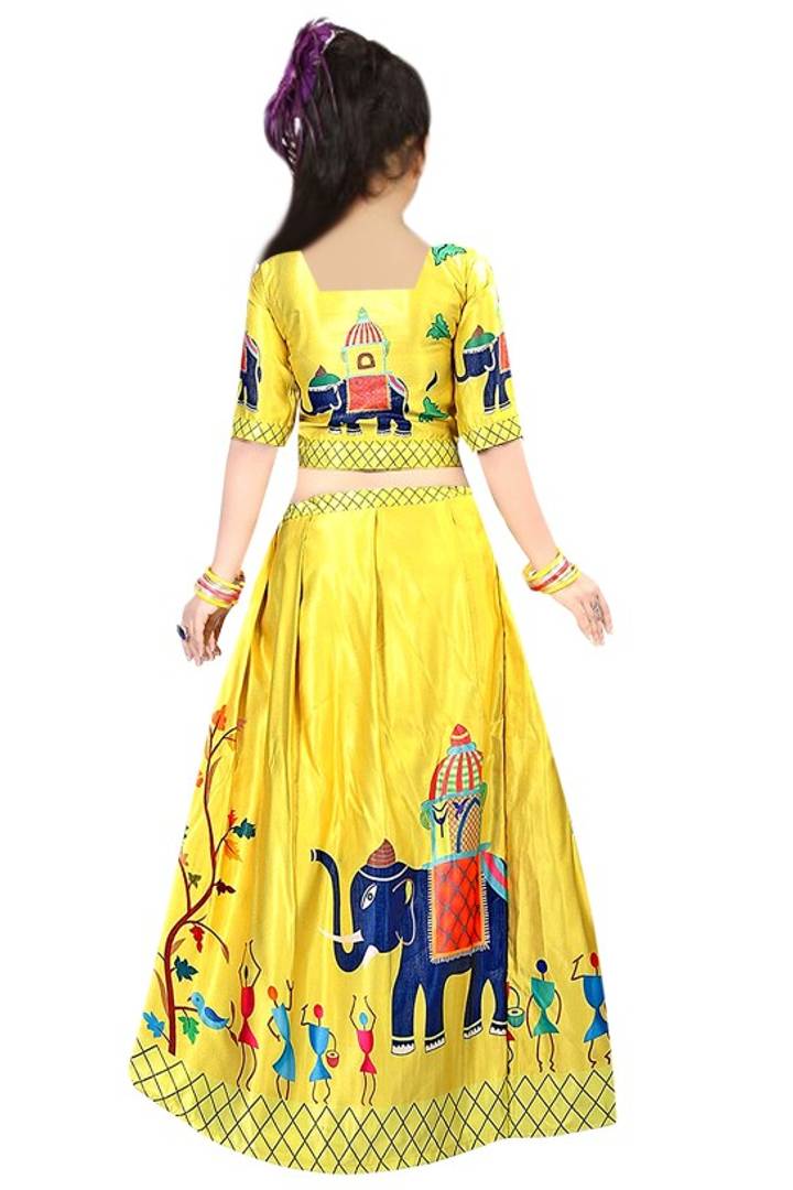 Girls Lehenga Choli Ethnic Wear Printed Ghagra, Choli, Dupatta Set