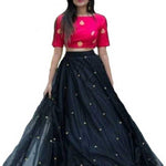 Ramcrupa Creation Women's soft net fashion Lehengha Choli(Free Size) (Black)
