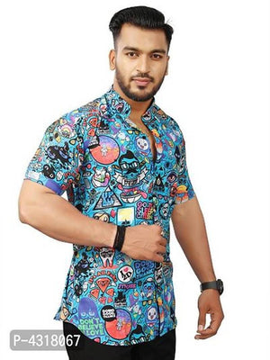 Trendy Multicoloured Satin Blend Printed Casual Shirt For Men