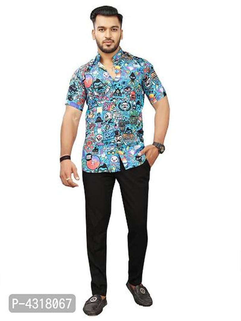 Trendy Multicoloured Satin Blend Printed Casual Shirt For Men