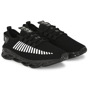 Men's Stylish and Trendy Black Printed Mesh Casual Sports Shoes