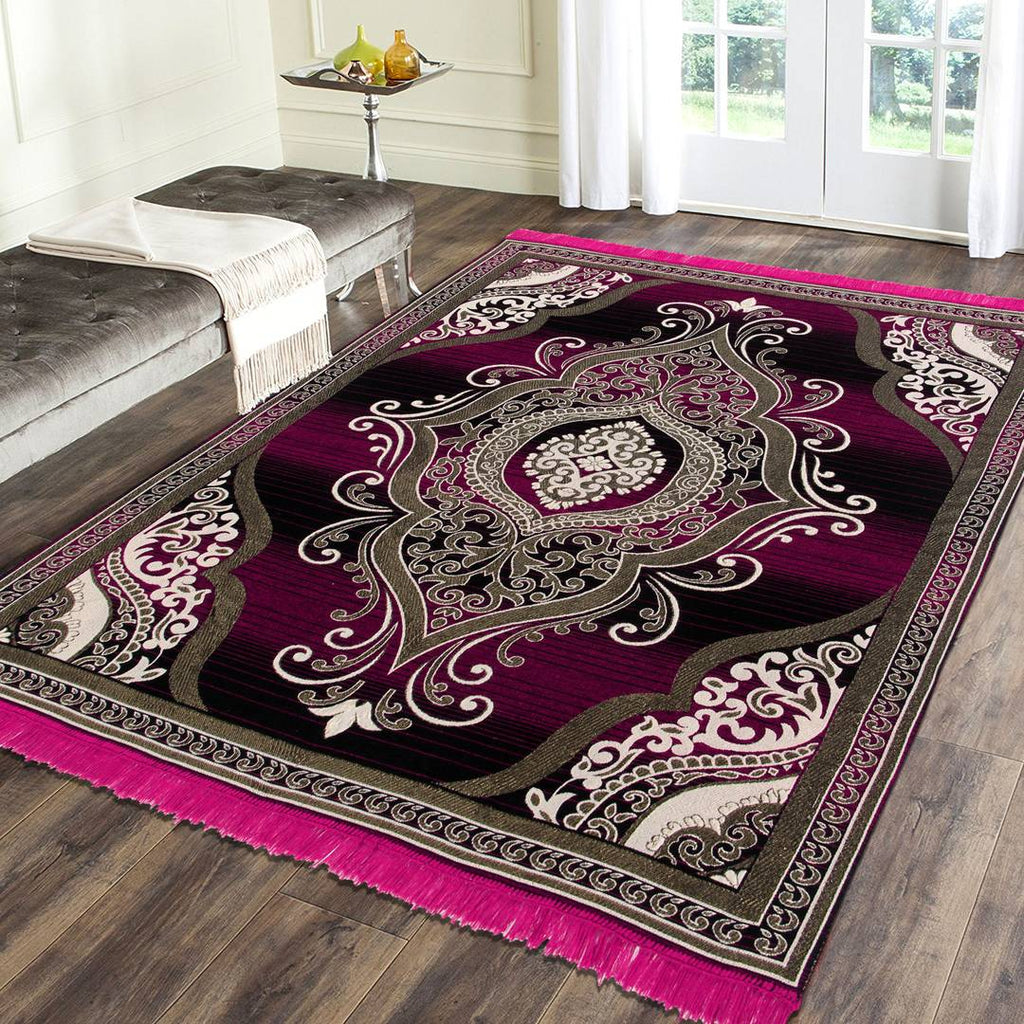 Beautiful Multicoloured Self Pattern Cotton And Polyester Weaved Carpet
 - 6X4 Feet (Made In India )