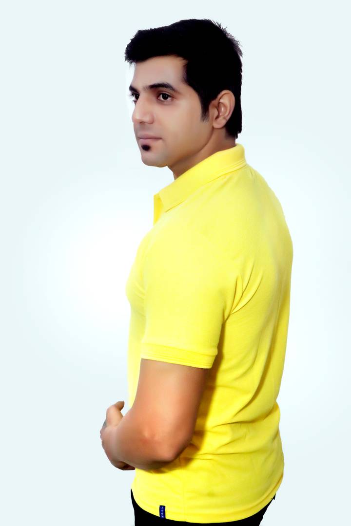 Modern Yellow Polycotton Solid Polo T-Shirt For Men