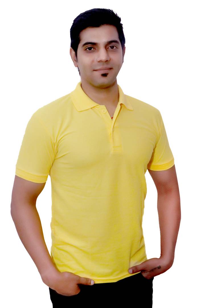 Modern Yellow Polycotton Solid Polo T-Shirt For Men