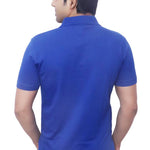 Modern Blue Cotton Solid Polo T-Shirt For Men